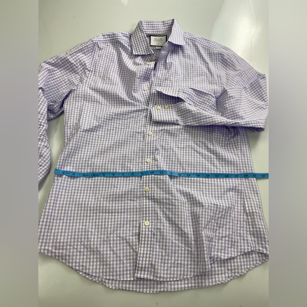 CHARLES TYRWHITT light purple button down blouse p30-41 - Picture 7 of 9